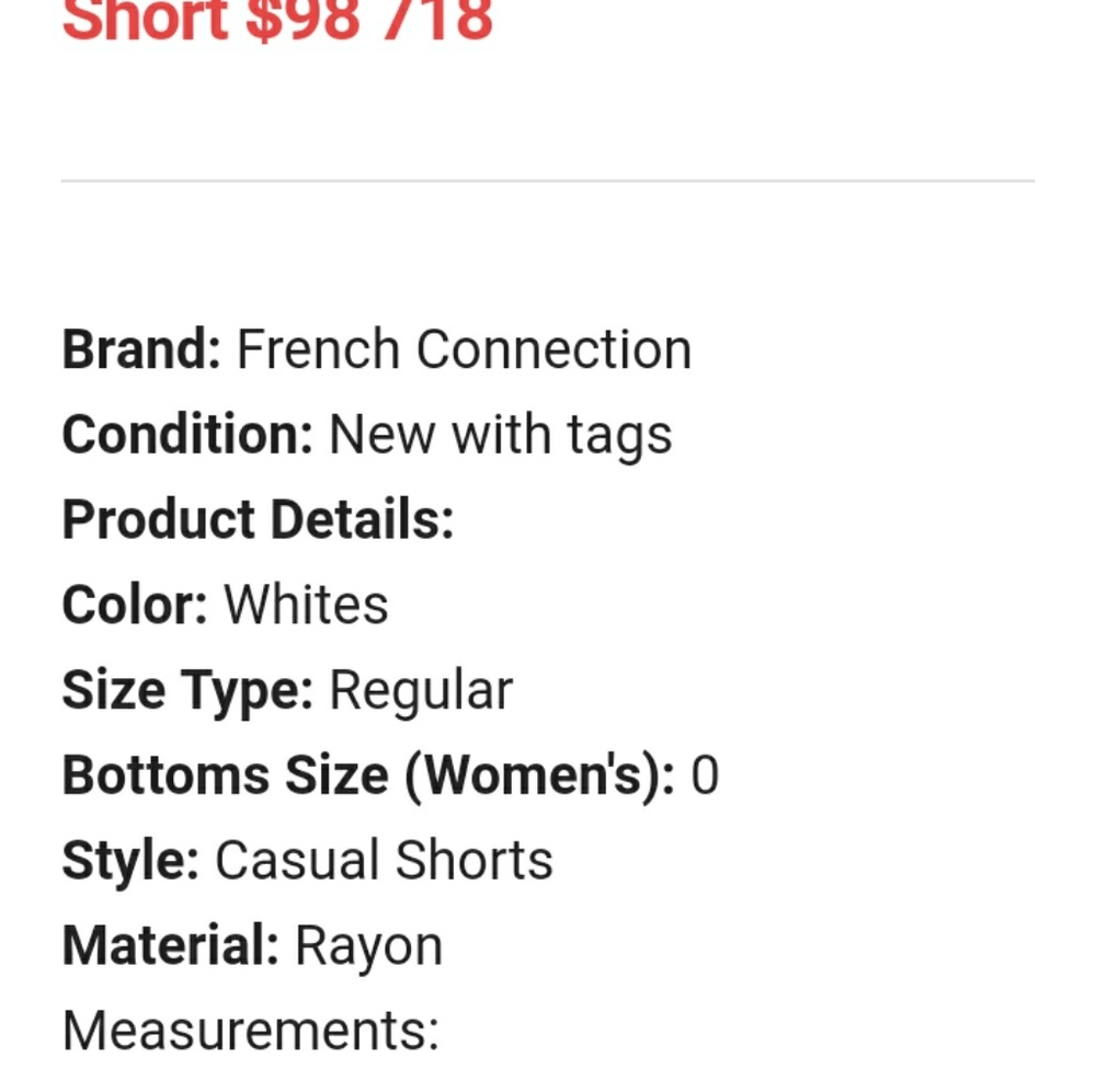NWT French Connection tropical lightweight shorts Rayon. - Picture 4 of 4